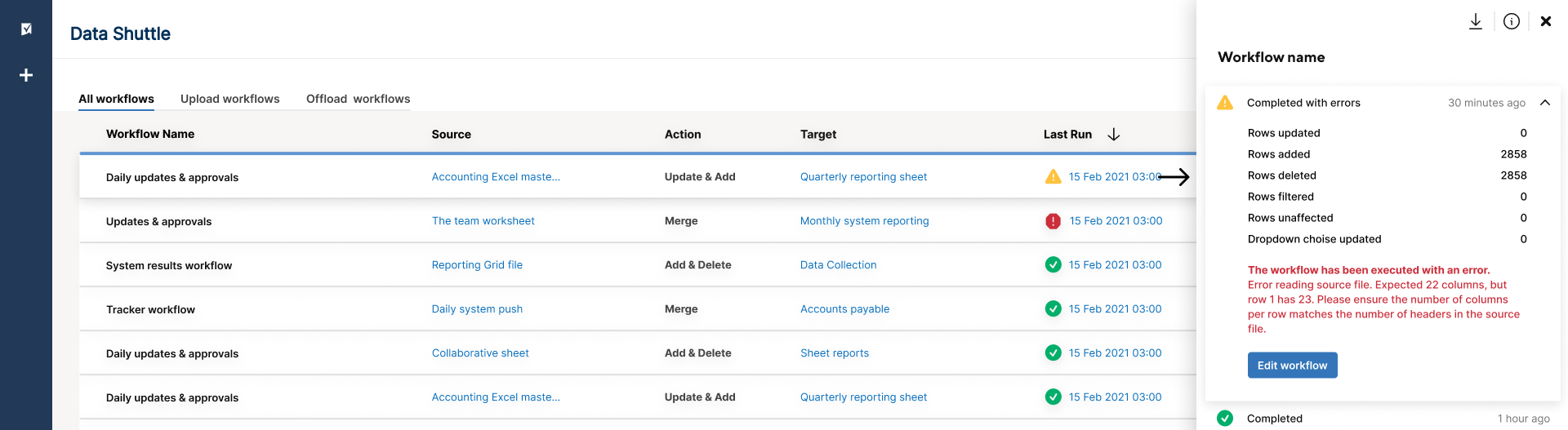 Improved Data Shuttle Error Messages Smartsheet